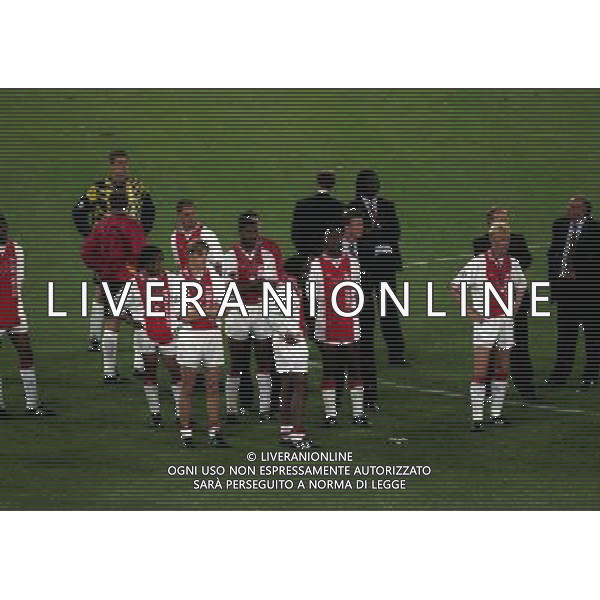 ROMA 22 MAGGIO 1996 FINALE DI CHAMPIONS LEAGUE JUVENTUS -AJAX NELLA FOTO I GIOCATORI AJAX AG ALDO LIVERANI SAS