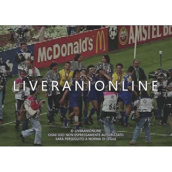 ROMA 22 MAGGIO 1996 FINALE DI CHAMPIONS LEAGUE JUVENTUS -AJAX NELLA FOTO LA JUVENTUS VINCE LA COPPA DEI CAMPIONI AG ALDO LIVERANI SAS