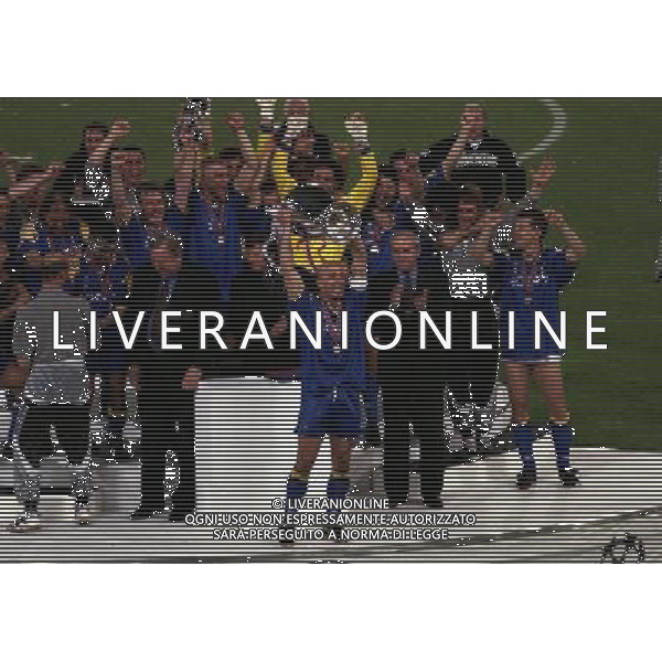 ROMA 22 MAGGIO 1996 FINALE DI CHAMPIONS LEAGUE JUVENTUS -AJAX NELLA FOTO LA JUVENTUS VINCE LA COPPA DEI CAMPIONI AG ALDO LIVERANI SAS