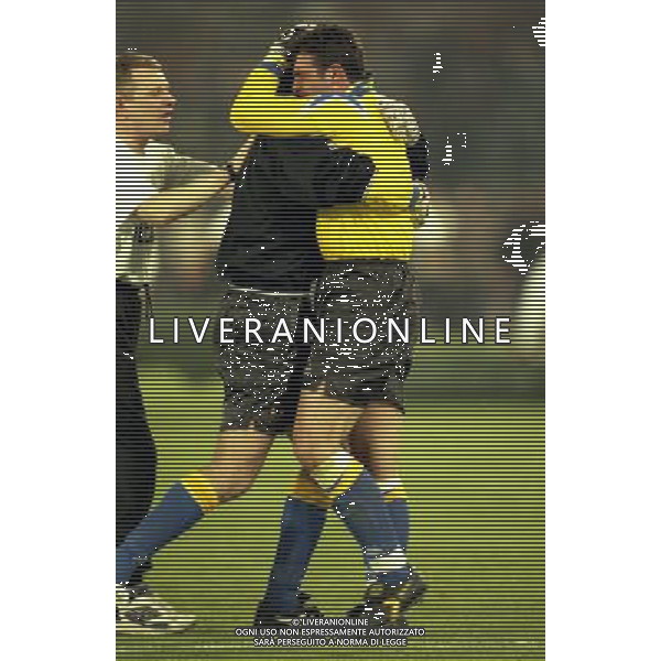 ROMA 22 MAGGIO 1996 FINALE DI CHAMPIONS LEAGUE JUVENTUS -AJAX NELLA FOTO ANGELO PERUZZI E MICHELANGELO RAMPULLA AG ALDO LIVERANI SAS