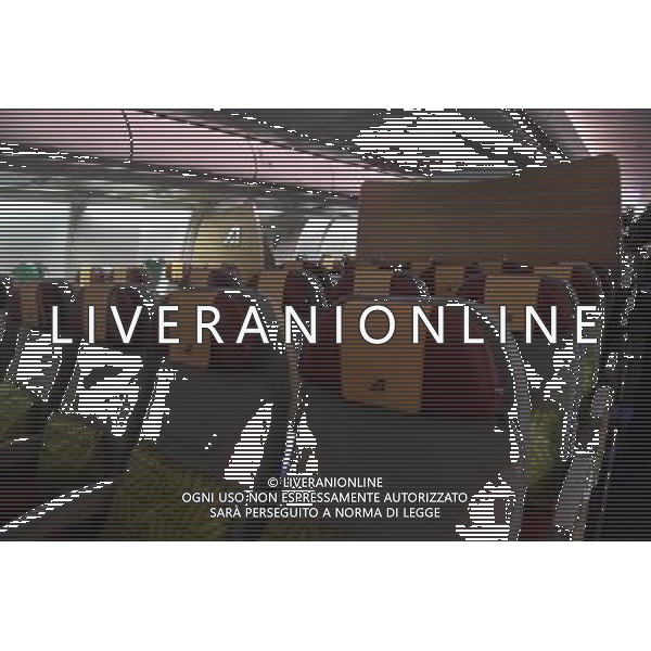 Presentazione del nuovo Brand, della nuova immagine e dei nuovi servizi Alitalia all\'Aeroporto Internazionale \'Leonardo Da Vinci\' Hangar 7, Fiumicino Roma 04 giugno 2015 ©Corradetti/AGENZIA ALDO LIVERANI Sas