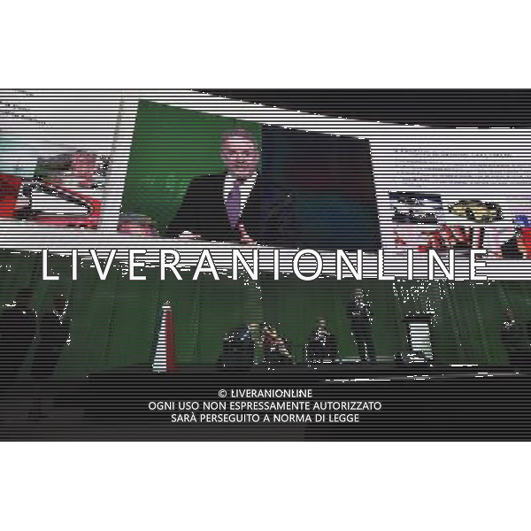 Presentazione del nuovo Brand, della nuova immagine e dei nuovi servizi Alitalia all\'Aeroporto Internazionale \'Leonardo Da Vinci\' Hangar 7, Fiumicino Roma 04 giugno 2015 nella foto Silvano Cassano amministratore delegato, Ilaria D\'Amico, James Hogan Vice Presidente e Luca Cordero di Montezemolo Presidente ©Corradetti/AGENZIA ALDO LIVERANI Sas