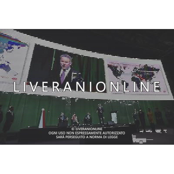 Presentazione del nuovo Brand, della nuova immagine e dei nuovi servizi Alitalia all\'Aeroporto Internazionale \'Leonardo Da Vinci\' Hangar 7, Fiumicino Roma 04 giugno 2015 nella foto Silvano Cassano amministratore delegato, Ilaria D\'Amico, James Hogan Vice Presidente e Luca Cordero di Montezemolo Presidente ©Corradetti/AGENZIA ALDO LIVERANI Sas