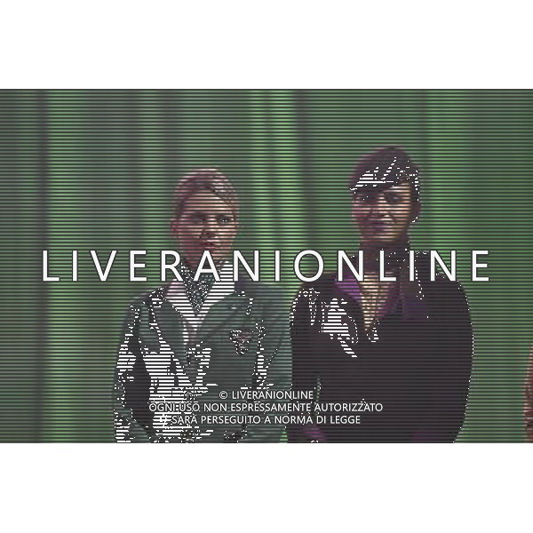 Presentazione del nuovo Brand, della nuova immagine e dei nuovi servizi Alitalia all\'Aeroporto Internazionale \'Leonardo Da Vinci\' Hangar 7, Fiumicino Roma 04 giugno 2015 nella foto Hostess - personale di bordo ©Corradetti/AGENZIA ALDO LIVERANI Sas
