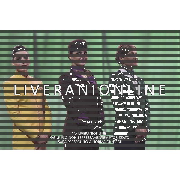 Presentazione del nuovo Brand, della nuova immagine e dei nuovi servizi Alitalia all\'Aeroporto Internazionale \'Leonardo Da Vinci\' Hangar 7, Fiumicino Roma 04 giugno 2015 nella foto Hostess - personale di bordo ©Corradetti/AGENZIA ALDO LIVERANI Sas