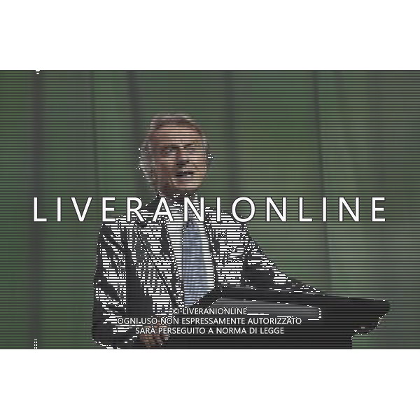 Presentazione del nuovo Brand, della nuova immagine e dei nuovi servizi Alitalia all\'Aeroporto Internazionale \'Leonardo Da Vinci\' Hangar 7, Fiumicino Roma 04 giugno 2015 nella foto Luca Cordero di Montezemolo Presidente ©Corradetti/AGENZIA ALDO LIVERANI Sas