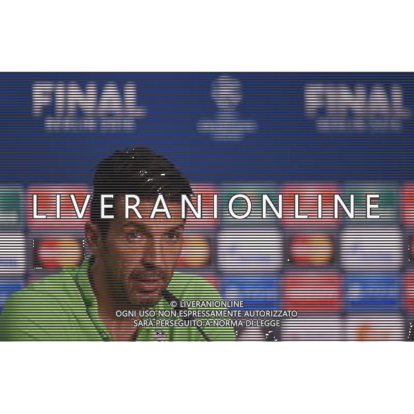 BERLIN, GERMANY - JUNE 05: In this handout image provided by UEFA, Gianluigi Buffon of Juventus attends a Juventus press conference on the eve of the UEFA Champions League Final match against FC Barcelona at Olympiastadion on June 5, 2015 in Berlin, Germany. (Photo by UEFA/UEFA) Gianluigi Buffon/Agenzia Aldo Liverani s.a.s.