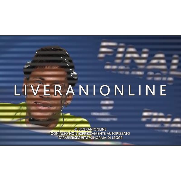 BERLIN, GERMANY - JUNE 05: In this handout image provided by UEFA, Neymar of Barcelona attends a FC Barcelona press conference on the eve of the UEFA Champions League Final match against Juventus at Olympiastadion on June 5, 2015 in Berlin, Germany. (Photo by UEFA/UEFA) *** Local Caption *** Neymar/Agenzia Aldo Liverani s.a.s. *** Local Caption *** Neymar/Agenzia Aldo Liverani s.a.s.