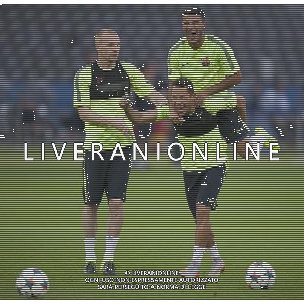 Barcelona\'s Adriano takes photographs on a GoPro camera during todays training session for tomorrows Final Photographer Chris Vaughan/CameraSport Football - Training Session - UEFA Champions League Final - Juventus v Barcelona - Friday 5th June 2015 - Olympiastadion - Berlin, Germany © CameraSport - 43 Linden Ave. Countesthorpe. Leicester. England. LE8 5PG - Tel: +44 (0) 116 277 4147 - admin@camerasport.com - www.camerasport.com /AGENZIA ALDO LIVERANI Sas - ITALY ONLY - EDITORIAL USE ONLY