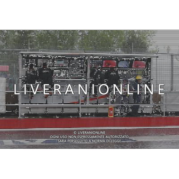 Sahara Force India F1 Team pit gantry in the rain. 05.06.2015. Formula 1 World Championship, Rd 7, Canadian Grand Prix, Montreal, Canada, Practice Day. /AGENZIA ALDO LIVERANI Sas - ITALY ONLY - EDITORIAL USE ONLY - Prove libere