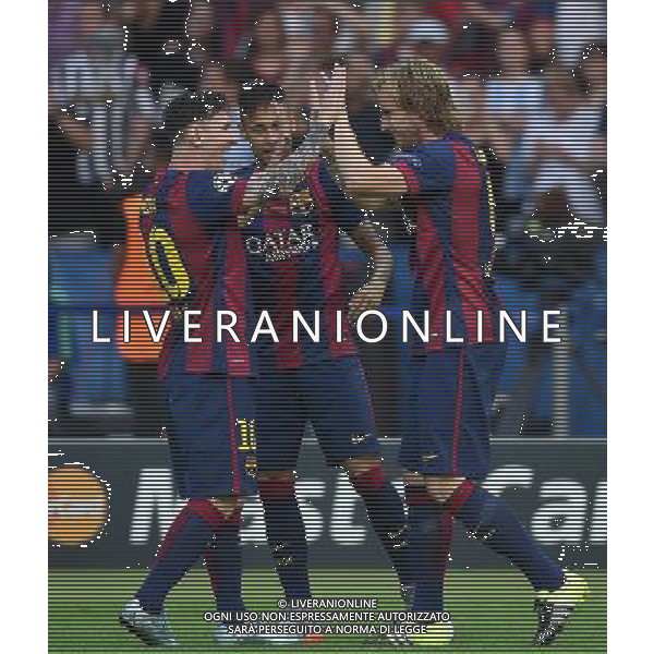 UEFA Champions League 2014/2015 Finale Berlino - 06.06.2015 Juventus-Barcellona Nella Foto: rakitic esultanza dopo il gol con lionel messi e neymar /Ph.Vitez-Ag. Aldo Liverani