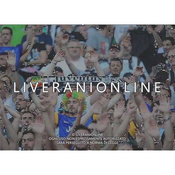 Juventus fans cheer their team as they come out for the pre-match warm-up Photographer Chris Vaughan/CameraSport Football - UEFA Champions League Final - Juventus v Barcelona - Saturday 6th June 2015 - Olympiastadion - Berlin, Germany © CameraSport - 43 Linden Ave. Countesthorpe. Leicester. England. LE8 5PG - Tel: +44 (0) 116 277 4147 - admin@camerasport.com - www.camerasport.com /AGENZIA ALDO LIVERANI Sas - ITALY ONLY - EDITORIAL USE ONLY - Juventus - Barcellona UEFA Champions League 2014/2015 Finale Berlino - 06.06.2015