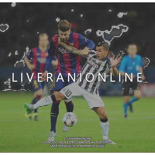 Juventus\' Carlos Tevez is fouled by Barcelona\'s Gerard Pique Photographer Chris Vaughan/CameraSport Football - UEFA Champions League Final - Juventus v Barcelona - Saturday 6th June 2015 - Olympiastadion - Berlin, Germany © CameraSport - 43 Linden Ave. Countesthorpe. Leicester. England. LE8 5PG - Tel: +44 (0) 116 277 4147 - admin@camerasport.com - www.camerasport.com /AGENZIA ALDO LIVERANI Sas - ITALY ONLY - EDITORIAL USE ONLY - Juventus - Barcellona UEFA Champions League 2014/2015 Finale Berlino - 06.06.2015