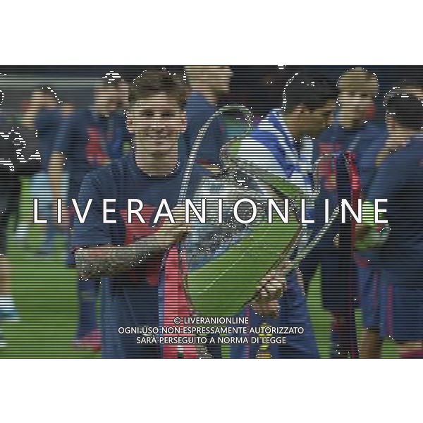 UEFA Champions League 2014/2015 Finale Berlino - 06.06.2015 Juventus-Barcellona Nella Foto: lionel messi con la coppa /Ph.Vitez-Ag. Aldo Liverani