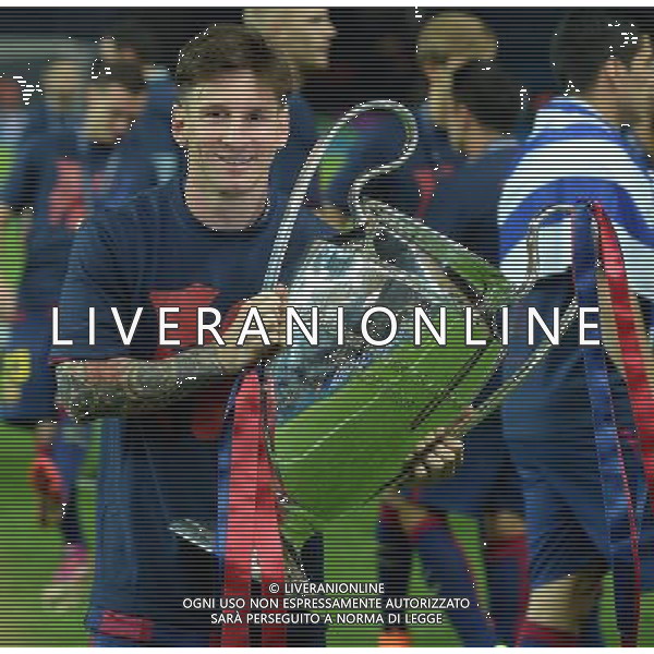 UEFA Champions League 2014/2015 Finale Berlino - 06.06.2015 Juventus-Barcellona Nella Foto: lionel messi con la coppa /Ph.Vitez-Ag. Aldo Liverani