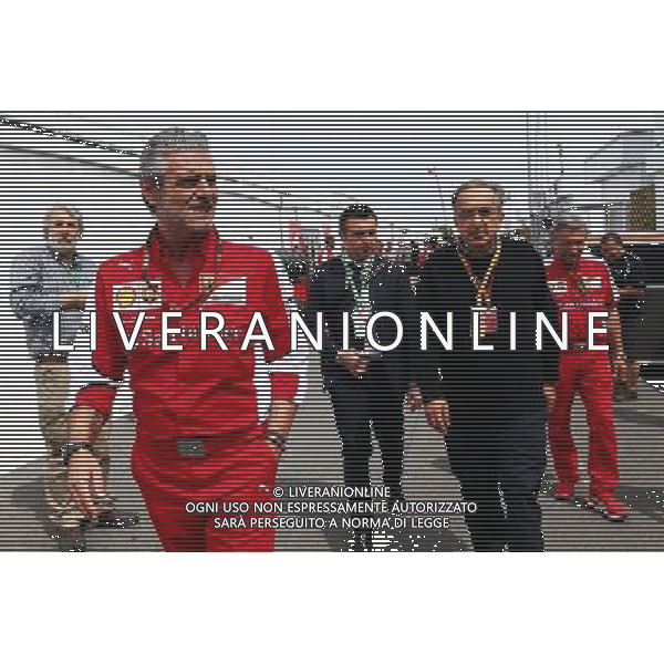(L to R): Maurizio Arrivabene (ITA) Ferrari Team Principal with Sergio Marchionne (ITA) Ferrari President and CEO of Fiat Chrysler Automobiles. 07.06.2015. Formula 1 World Championship, Rd 7, Canadian Grand Prix, Montreal, Canada, Race Day. /AGENZIA ALDO LIVERANI Sas - ITALY ONLY - EDITORIAL USE ONLY