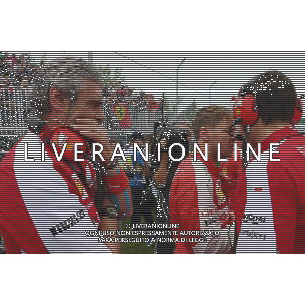 Sebastian Vettel (GER) Ferrari with Maurizio Arrivabene (ITA) Ferrari Team Principal on the grid. 07.06.2015. Formula 1 World Championship, Rd 7, Canadian Grand Prix, Montreal, Canada, Race Day. AG ALDO LIVERANI SAS ONLY ITALY