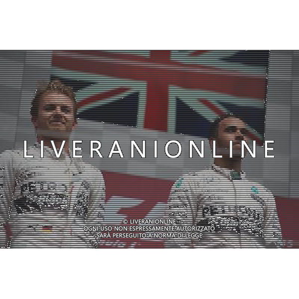 The podium (L to R): Nico Rosberg (GER) Mercedes AMG F1 with team mate and race winner Lewis Hamilton (GBR) Mercedes AMG F1. 07.06.2015. Formula 1 World Championship, Rd 7, Canadian Grand Prix, Montreal, Canada, Race Day. AG ALDO LIVERANI SAS ONLY ITALY