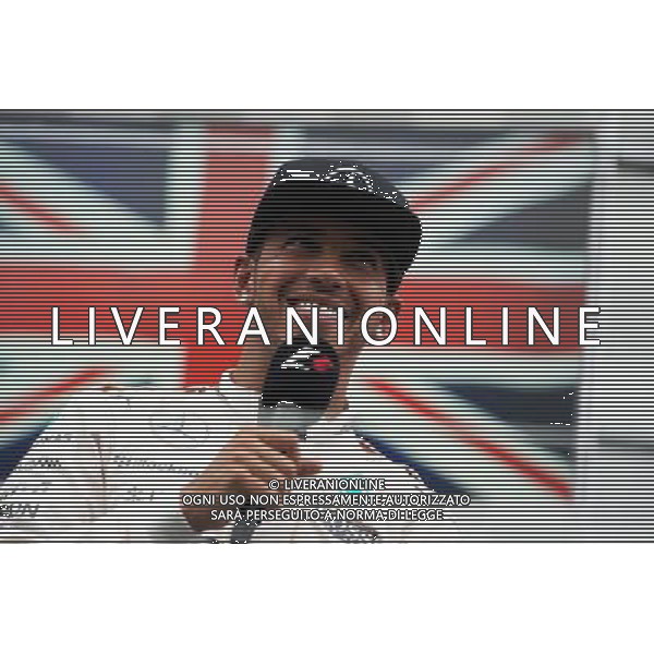 Race winner Lewis Hamilton (GBR) Mercedes AMG F1 on the podium. 07.06.2015. Formula 1 World Championship, Rd 7, Canadian Grand Prix, Montreal, Canada, Race Day. AG ALDO LIVERANI SAS ONLY ITALY