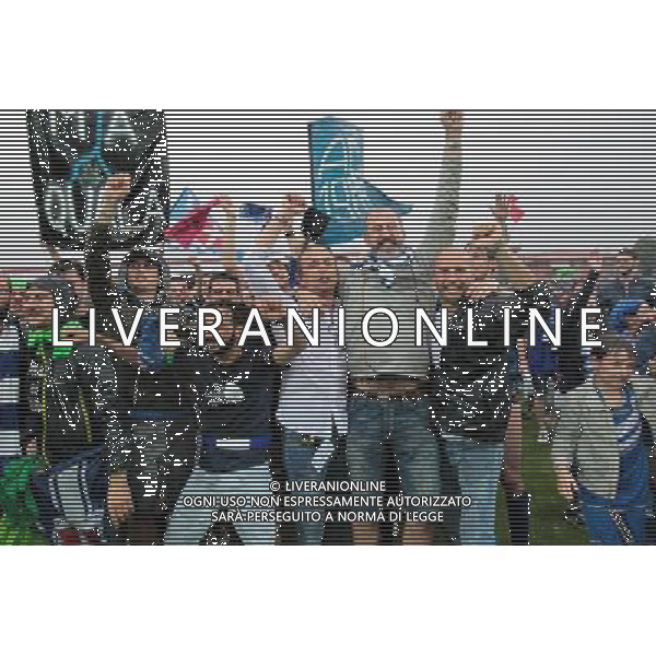 Bassano - Como Finale ritorno play off Lega pro 14 giugno 2015 nella foto Esultanza e festeggiamenti del Como per la promozione in Serie B - il Presidente Pietro Porro Â©Garbuio/AGENZIA ALDO LIVERANI Sas