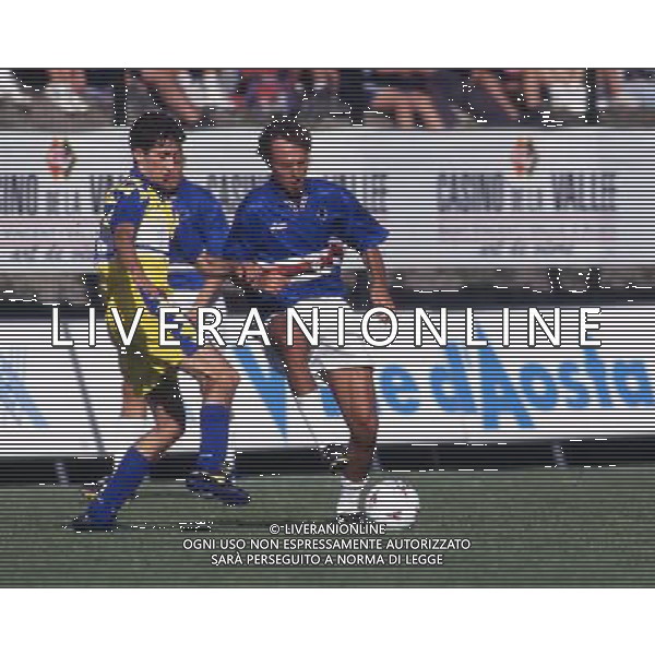 RETROSPETTIVA ZANINI NICOLA CALCIATORE NELLA FOTO ZANINI NICOLA CON LA MAGLIA DELLA SAMPDORIA AG ALDO LIVERANI SAS