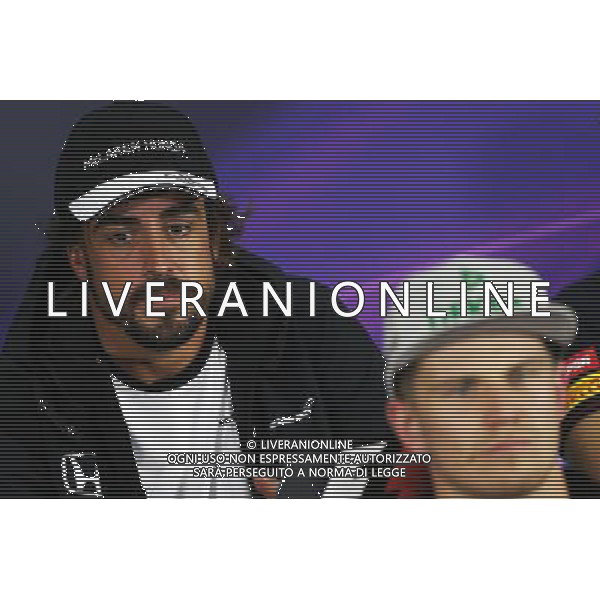 Fernando Alonso (ESP) McLaren and Nico Hulkenberg (GER) Sahara Force India F1 in the FIA Press Conference. 18.06.2015. Formula 1 World Championship, Rd 8, Austrian Grand Prix, Spielberg, Austria, Preparation Day. /AGENZIA ALDO LIVERANI Sas - ITALY ONLY - EDITORIAL USE ONLY