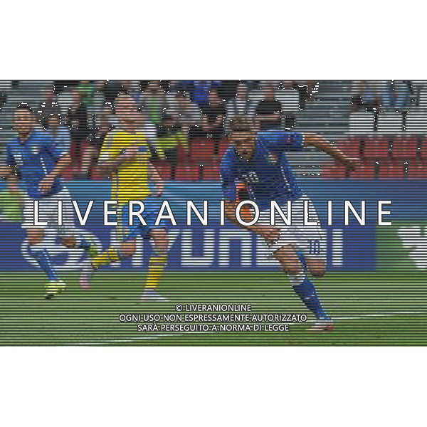 UEFA Under 21 Championship 2015 Group B Olomuc (Repubblica Ceca) - 18.06.2015 Italia-Svezia Nella Foto: esultanza dopo il gol su rigore di domenico berardi /Ph.Vitez-Ag. Aldo Liverani