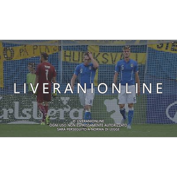 UEFA Under 21 Championship 2015 Group B Olomuc (Repubblica Ceca) - 18.06.2015 Italia-Svezia Nella Foto: la delusione di andrea belotti, daniele rugani e francesco bardi dopo il gol subito /Ph.Vitez-Ag. Aldo Liverani
