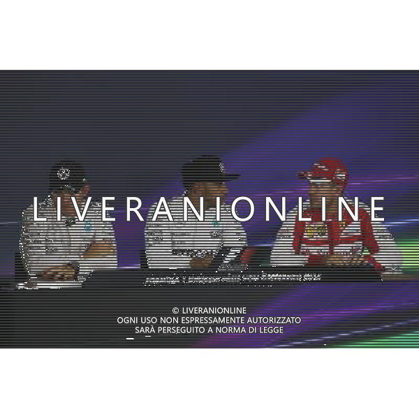 The post qualifying FIA Press Conference (L to R): Nico Rosberg (GER) Mercedes AMG F1, second; Lewis Hamilton (GBR) Mercedes AMG F1, pole position; Sebastian Vettel (GER) Ferrari, third. 20.06.2015. Formula 1 World Championship, Rd 8, Austrian Grand Prix, Spielberg, Austria, Qualifying Day. /AGENZIA ALDO LIVERANI Sas - ITALY ONLY - EDITORIAL USE ONLY - Prove Ufficiali