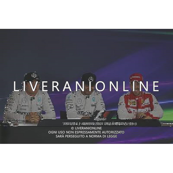 The post qualifying FIA Press Conference (L to R): Nico Rosberg (GER) Mercedes AMG F1, second; Lewis Hamilton (GBR) Mercedes AMG F1, pole position; Sebastian Vettel (GER) Ferrari, third. 20.06.2015. Formula 1 World Championship, Rd 8, Austrian Grand Prix, Spielberg, Austria, Qualifying Day. /AGENZIA ALDO LIVERANI Sas - ITALY ONLY - EDITORIAL USE ONLY - Prove Ufficiali