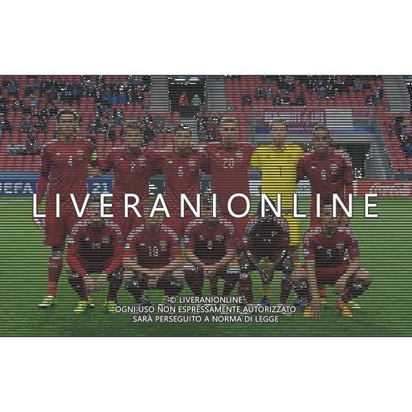 UEFA Under 21 Championship 2015 Group A Praga (Repubblica Ceca) - 20.06.2015 Germania-Danimarca Nella Foto:Danimarca Squadra Formazione Busk,Scholz,Vestergaard,Knudsen,Christensen A,Christensen L,Poulsen,Thomsen,Jonsson,Brock-Madsen,Sisto /Ph.Vitez-Ag. Aldo Liverani