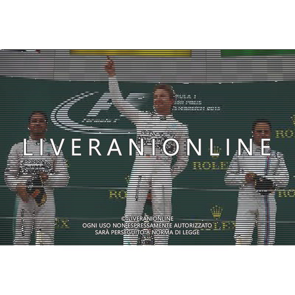 The podium (L to R): Lewis Hamilton (GBR) Mercedes AMG F1, second; Nico Rosberg (GER) Mercedes AMG F1, race winner; Felipe Massa (BRA) Williams, third.. 21.06.2015. Formula 1 World Championship, Rd 8, Austrian Grand Prix, Spielberg, Austria, Race Day. /AGENZIA ALDO LIVERANI Sas - ITALY ONLY - EDITORIAL USE ONLY - GARA