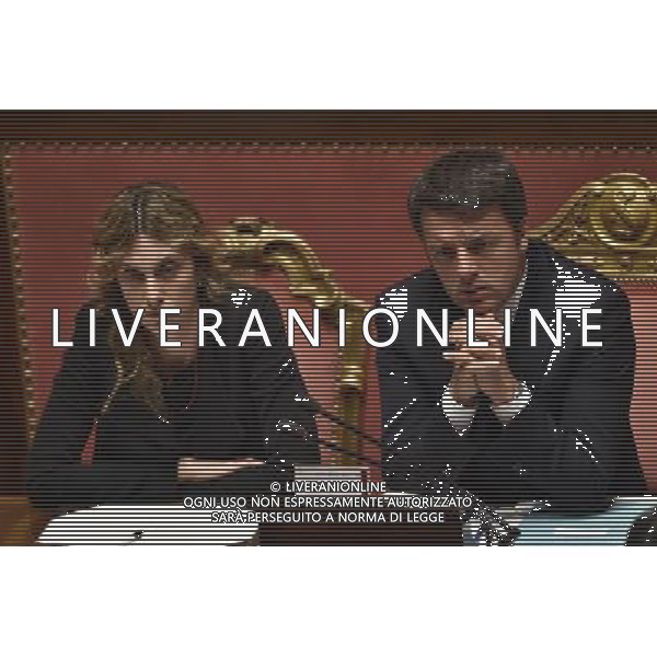 Roma - 24/06/2015 - Palazzo Madama - Comunicazioni del Presidente del Consiglio Matteo Renzi in vista del Consiglio europeo - nella foto: Matteo Renzi e Marianna Madia / Ph. Fabrizio Corradetti - Ag. Aldo Liverani Sas