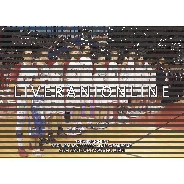 REGGIO EMILIA 26 GIUGNO 2015 / CAMPIONATO LEGABASKET SERIE A 2014-2015 /FINALE SCUDETTO PLAYOFF GARA 7 / GRISSIN BON REGGIO EMILIA VS BANCO DI SARDEGNA SASSARI / NELLA FOTO: LA GRISSIN BON SCHIERATA A INIZIO GARA / FOTO FRANCESCA SOLI - AGENZIA ALDO LIVERANI SAS