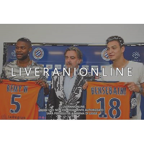 William Remy / Laurent Nicollin / Ramy Bensebaini - 29.06.2015 - Reprise de Montpellier - 2015/2016 Photo : Alexandre Dimou / Icon Sport AG ALDO LIVERANI SAS ONLY ITALY