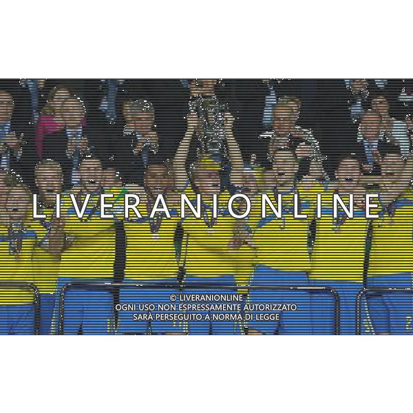 UEFA Under 21 Championship 2015 Finale Praga (Repubblica Ceca) - 30.06.2015 Svezia-Portogallo Nella Foto:Oscar Hiljemark alza la coppa /Ph.Vitez-Ag. Aldo Liverani