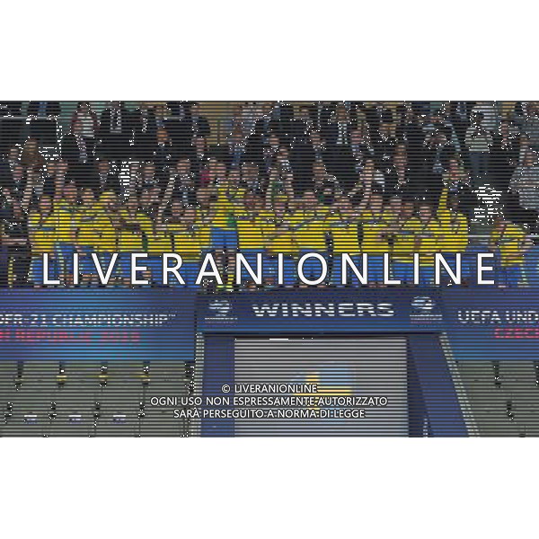 UEFA Under 21 Championship 2015 Finale Praga (Repubblica Ceca) - 30.06.2015 Svezia-Portogallo Nella Foto:Premiazione Svezia /Ph.Vitez-Ag. Aldo Liverani