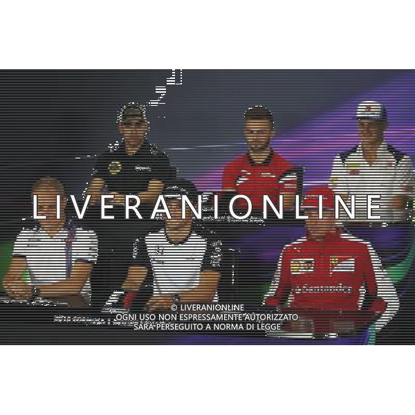 The FIA Press Conference (From back row (L to R)): Pastor Maldonado (VEN) Lotus F1 Team; Will Stevens (GBR) Manor Marussia F1 Team; Marcus Ericsson (SWE) Sauber F1 Team; Valtteri Bottas (FIN) Williams; Jenson Button (GBR) McLaren; Kimi Raikkonen (FIN) Ferrari. 02.07.2015. Formula 1 World Championship, Rd 9, British Grand Prix, Silverstone, England, Preparation Day. /AGENZIA ALDO LIVERANI Sas - ITALY ONLY - EDITORIAL USE ONLY - Gp F1 inghilterra