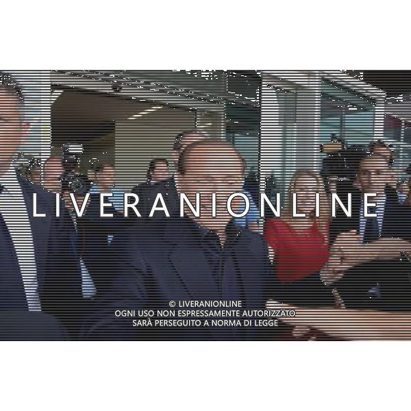MILANO 03-07-2015 CASA MILAN PRESENTAZIONE SINISA MIHAJLOVIC NELLA FOTO SILVIO BERLUSCONI CON LA FIGLIA BARBARA ESCONO DA CASA MILAN FOTO ALDO GAZZANIGA-AG ALDO LIVERANI SAS