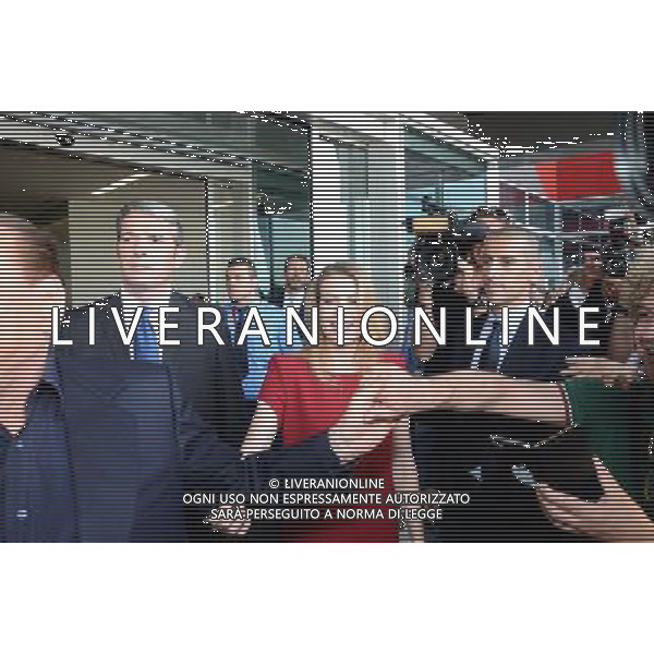 MILANO 03-07-2015 CASA MILAN PRESENTAZIONE SINISA MIHAJLOVIC NELLA FOTO SILVIO BERLUSCONI CON LA FIGLIA BARBARA ESCONO DA CASA MILAN FOTO ALDO GAZZANIGA-AG ALDO LIVERANI SAS