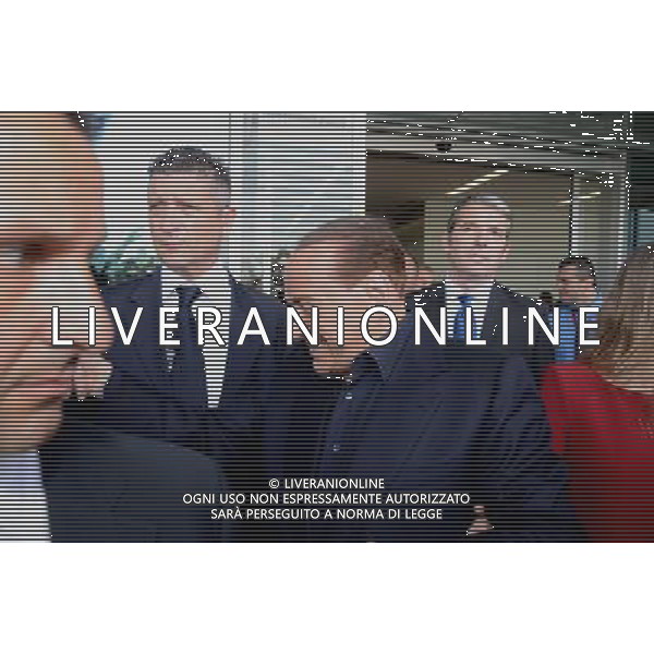 MILANO 03-07-2015 CASA MILAN PRESENTAZIONE SINISA MIHAJLOVIC NELLA FOTO SILVIO BERLUSCONI CON LA FIGLIA BARBARA ESCONO DA CASA MILAN FOTO ALDO GAZZANIGA-AG ALDO LIVERANI SAS
