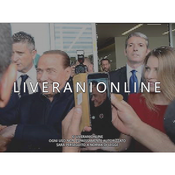 MILANO 03-07-2015 CASA MILAN PRESENTAZIONE SINISA MIHAJLOVIC NELLA FOTO SILVIO BERLUSCONI CON LA FIGLIA BARBARA ESCONO DA CASA MILAN FOTO ALDO GAZZANIGA-AG ALDO LIVERANI SAS