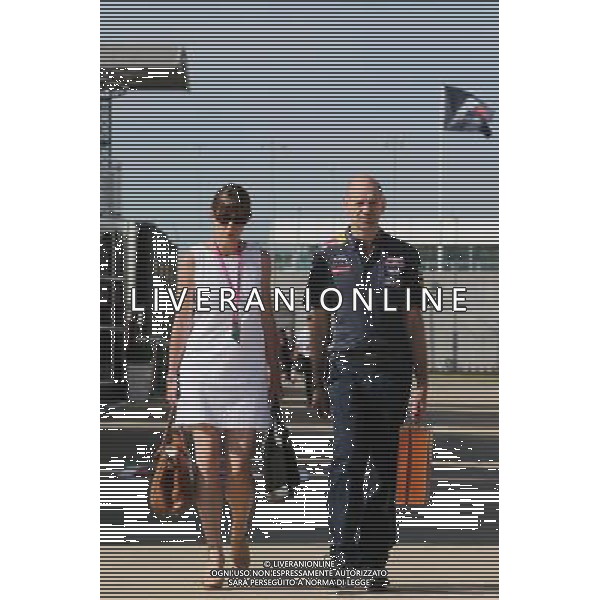 Adrian Newey (GBR) Red Bull Racing Chief Technical Officer with his wife Marigold Newey. 03.07.2015. Formula 1 World Championship, Rd 9, British Grand Prix, Silverstone, England, Practice Day. AG ALDO LIVERANI SAS ONLY ITALY