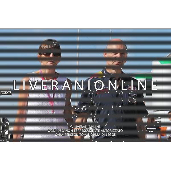 Adrian Newey (GBR) Red Bull Racing Chief Technical Officer with his wife Marigold Newey. 03.07.2015. Formula 1 World Championship, Rd 9, British Grand Prix, Silverstone, England, Practice Day. AG ALDO LIVERANI SAS ONLY ITALY