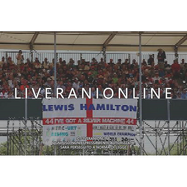 A flag from Lewis Hamilton (GBR) Mercedes AMG F1 fans. 04.07.2015. Formula 1 World Championship, Rd 9, British Grand Prix, Silverstone, England, Qualifying Day. AG ALDO LIVERANI SAS ONLY ITALY