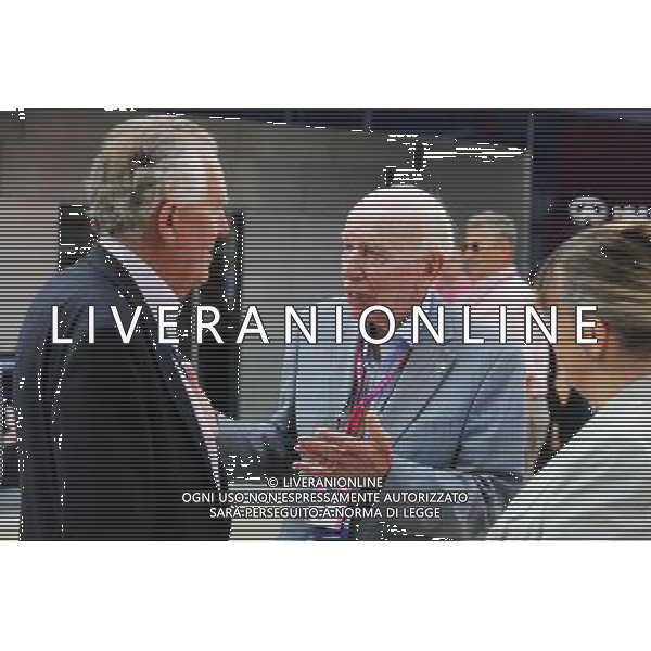 (L to R): Rt Hon Peter Haim MP (GBR) with John Surtees (GBR). 05.07.2015. Formula 1 World Championship, Rd 9, British Grand Prix, Silverstone, England, Race Day. AG ALDO LIVERANI SAS ONLY ITALY