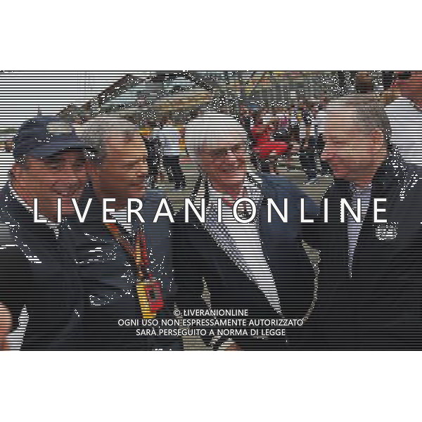 (L to R): Nigel Mansell (GBR) with Sir Martin Sorrell (GBR) WPP CEO; Bernie Ecclestone (GBR) and Jean Todt (FRA) FIA President. 05.07.2015. Formula 1 World Championship, Rd 9, British Grand Prix, Silverstone, England, Race Day. AG ALDO LIVERANI SAS ONLY ITALY