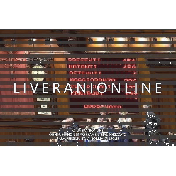 Roma - 09/07/2015 - Montecitorio - Voto finale sul disegno di legge di riforma della scuola - nella foto: Il tabellone con il risultato del voto / Ph. Fabrizio Corradetti - Ag. Aldo Liverani Sas