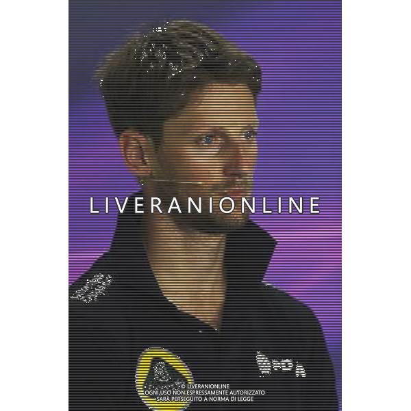 Romain Grosjean (FRA) Lotus F1 Team in the FIA Press Conference. 23.07.2015. Formula 1 World Championship, Rd 10, Hungarian Grand Prix, Budapest, Hungary, Preparation Day. ONLY ITALY-AG ALDO LIVERANI SAS