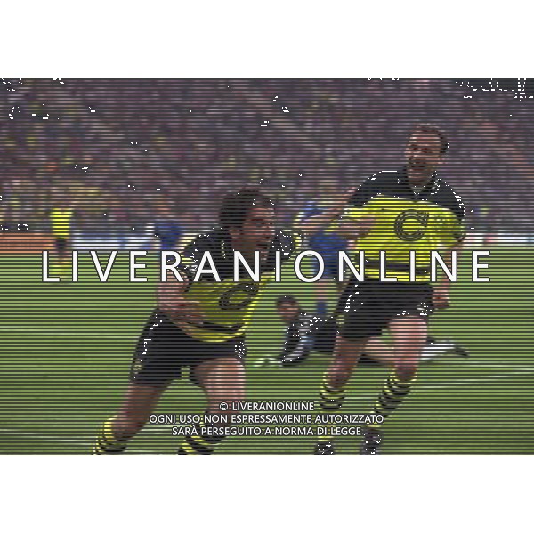 MONACO 28-05-1997 FINALE DI CHAMPIONS LEAGUE BORUSSIA DORTMUND-JUVENTUS NELLA FOTO ESULTANZA RIDLE KARL HEINZE AG ALDO LIVERANI SAS